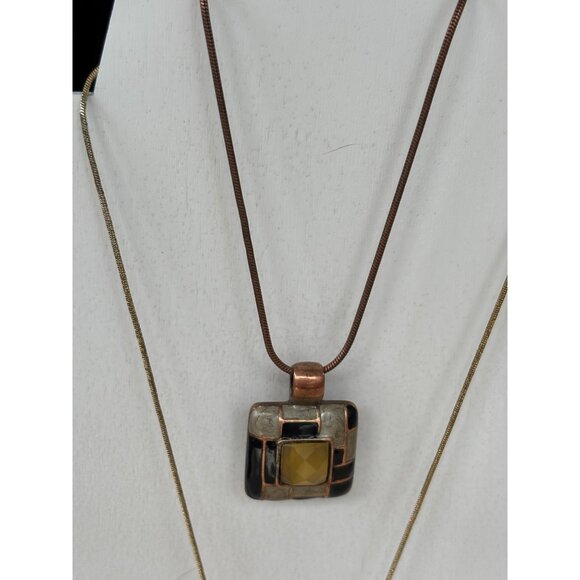 Bronze & Gold Multi-Style Pendant Necklace Set- 5 piece set - Picture 5 of 8